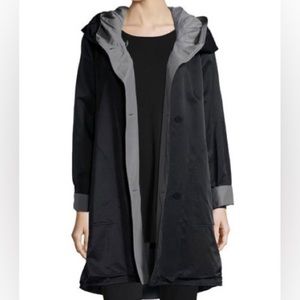 Eileen Fisher Reversible Hooded Raincoat, Large